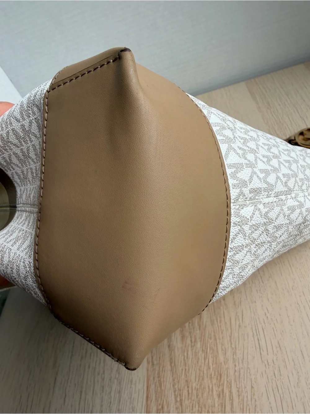 Michael Kors Eva Large Monogram Shopper Tote Vanilla Multi